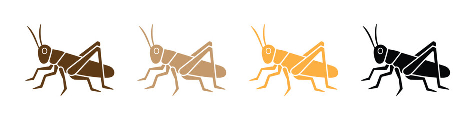 Colorful grasshopper icons in different shades and colors. mantis or cricket icon, grasshopper, insect concept, flat symbol on white background - vector illustration. © Jannat