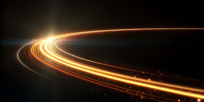 gold speed lines light flare arc cinematic glow motion blur streak overlay background abstract energy flow dynamic effect