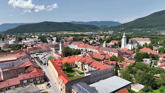 Aerial view of the city of Roznava in Slovakia
