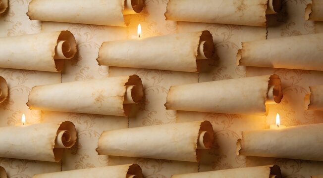Creative high quality design of parchment paper curls in aged cream and sepia, textured softness, wa