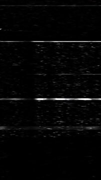 Retro vertical VHS tape noise effect with signal error distortion and scanning line animation