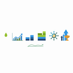 Obraz premium Business Growth Stages Flat Icons Set Vector Illustration