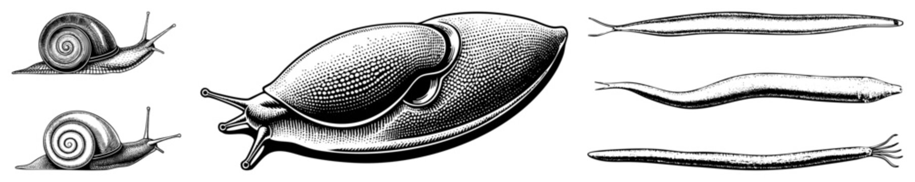 snails and slugs vector illustration