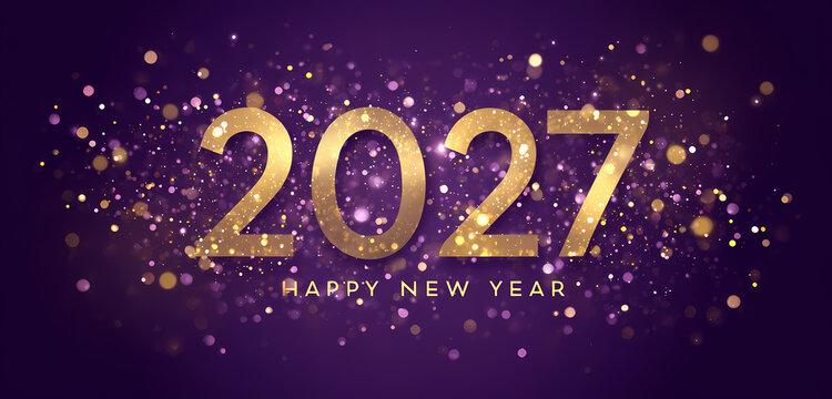 Bonne ann&eacute;e 2027 illustration &eacute;l&eacute;gante chiffres dor&eacute;s et confettis