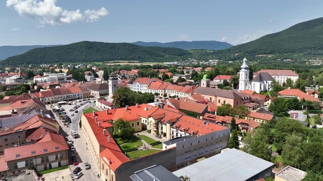 Aerial view of the city of Roznava in Slovakia