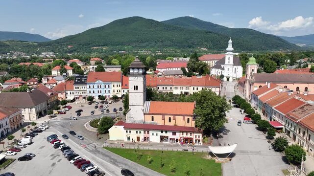 Aerial view of the city of Roznava in Slovakia