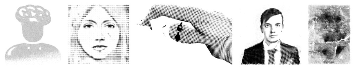Obraz premium five stylized human portraits halftone
