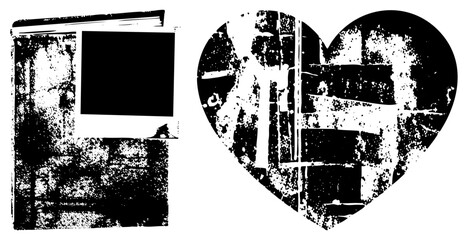 grunge heart and frame vector