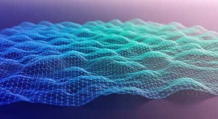 Vibrant blue and green digital wave pattern with pixelated texture and gradient background