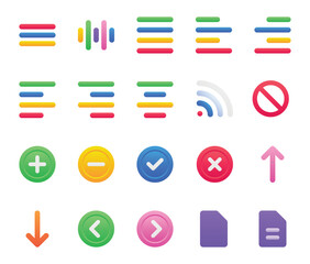Gradient color icons set for User interface.