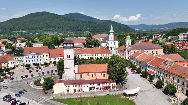 Aerial view of the city of Roznava in Slovakia