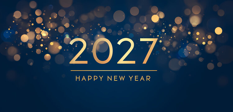 Bonne ann&eacute;e 2027 illustration &eacute;l&eacute;gante chiffres dor&eacute;s et confettis