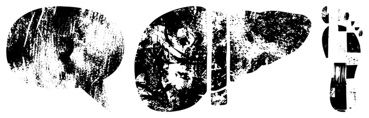 Grunge Silhouettes of Kidney and Foot