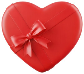 Red heart shaped gift box with ribbon and bow