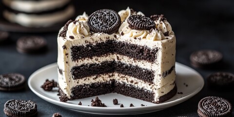 Decadent Chocolate Layer Cake with Creamy Frosting and Tasty Garnishes for a Sweet Indulgence