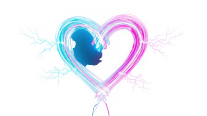Silhouette heart connection isolated on transparent background