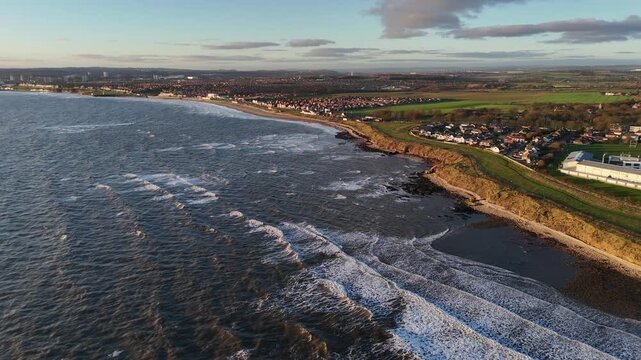 Sunderland north east england uk british coast tyne and wear drone sunrise early morning seaburn roker whitburn