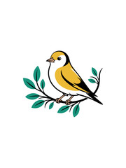 Yellow bird on branch logo
