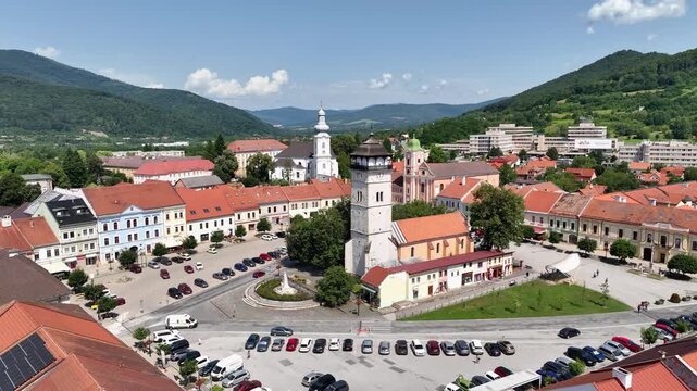 Aerial view of the city of Roznava in Slovakia