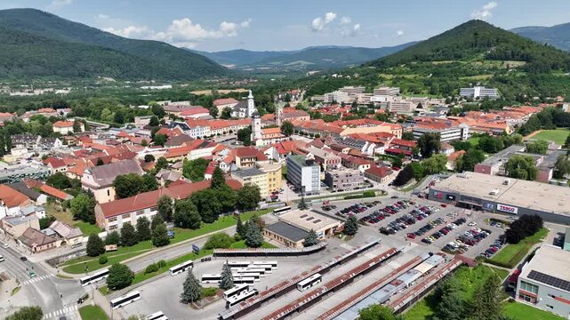 Aerial view of the city of Roznava in Slovakia