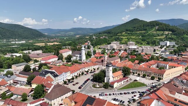 Aerial view of the city of Roznava in Slovakia
