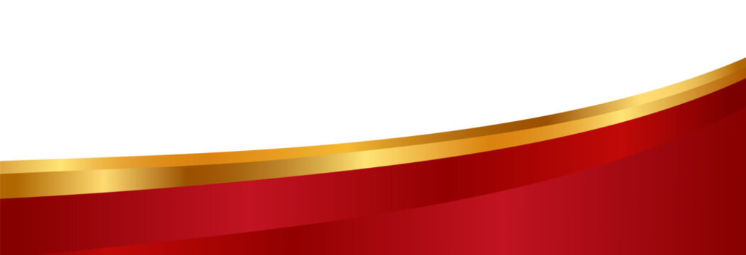 Curved gradient golden wave and a deep red border, footer vector illustration