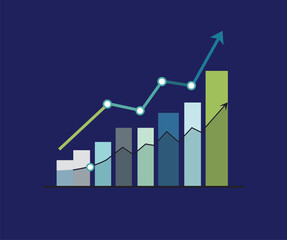 Business Growth chart vector drawing
