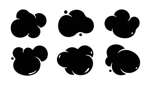 Abstract black cloud shapes set graphic elements for design and illustration