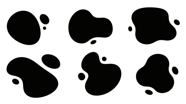 Abstract black shapes set fluid forms for design and creative projects