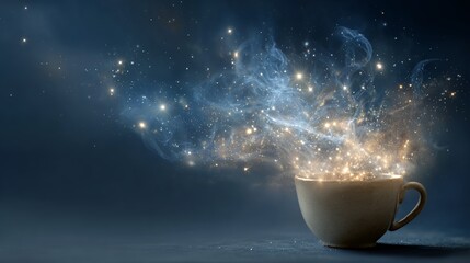 Radiant Astronomical Cup Composition with Cosmic Lens Flare – Immersive Visual for Digital Wellness and Metaverse Branding