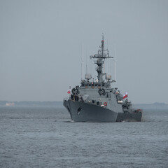 CORVETTE - A Polish Navy ship sails on the sea