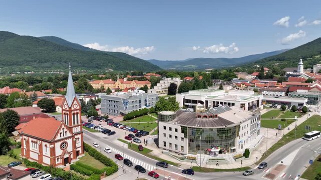 Aerial view of the city of Roznava in Slovakia