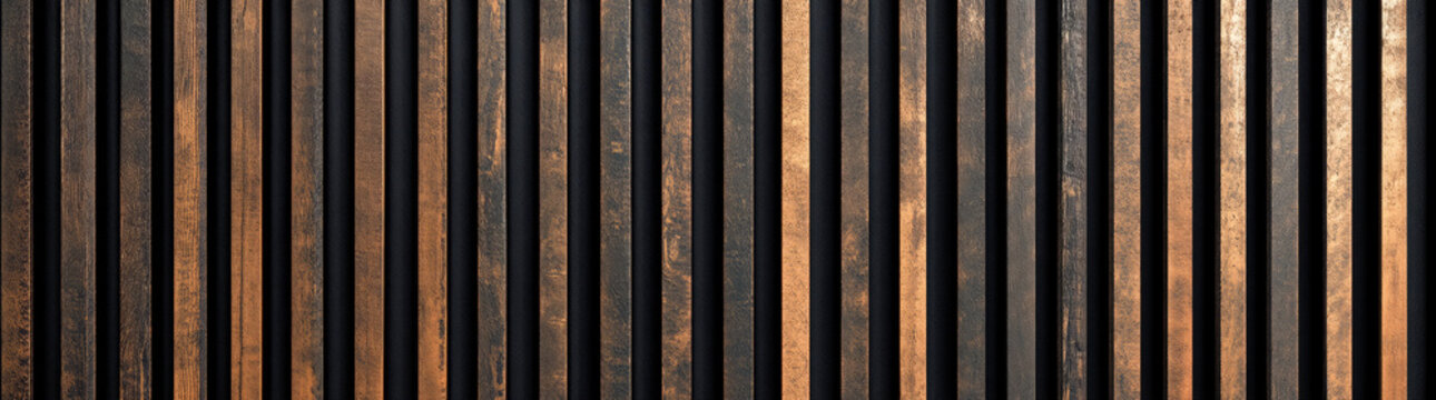  wooden slat wall with vertical lines of dark brown wood, 