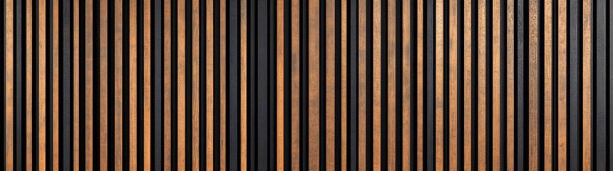 Fototapeta premium wooden slat wall with vertical lines of dark brown wood, 