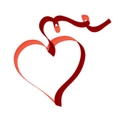 Red Ribbon Heart. Valentine's Day PNG Illustration