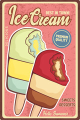 Vintage Retro Ice Cream Popsicle Summer Advertisement