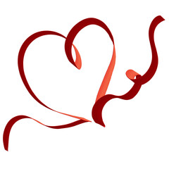 Red Ribbon Heart. Valentine's Day PNG Illustration