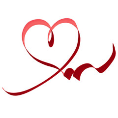 Red Ribbon Heart. Valentine's Day PNG Illustration
