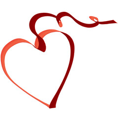 Red Ribbon Heart. Valentine's Day PNG Illustration