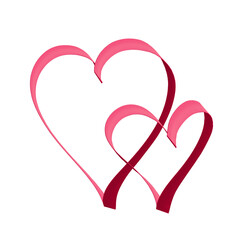 Red Ribbon Heart. Valentine's Day PNG Illustration