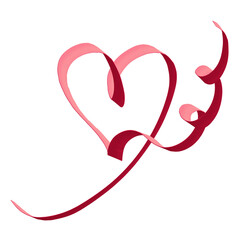 Red Ribbon Heart. Valentine's Day PNG Illustration