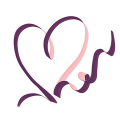 Red Ribbon Heart. Valentine's Day PNG Illustration