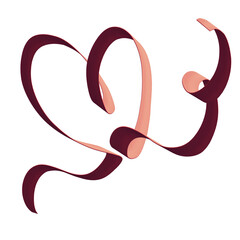 Red Ribbon Heart. Valentine's Day PNG Illustration