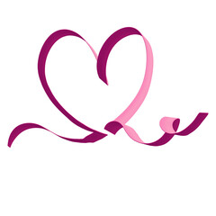 Red Ribbon Heart. Valentine's Day PNG Illustration