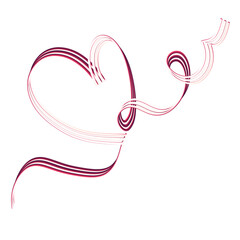 Red Ribbon Heart. Valentine's Day PNG Illustration