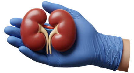 Hand Gently Holding A Pair Of Human Kidneys Clean Smooth Medical Anatomy PNG
