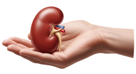 Hand Gently Holding A Human Kidney Clean Smooth Medical Anatomy PNG