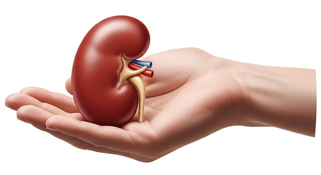 Hand Gently Holding A Human Kidney Clean Smooth Medical Anatomy PNG