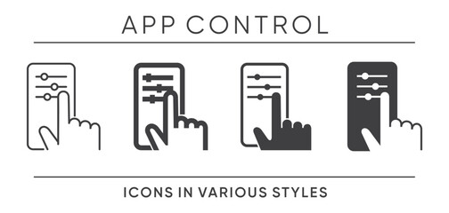 App control feature icons set in various styles