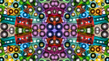 Transparent audio cassettes tapes background